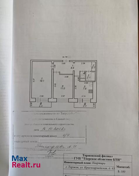 Красноармейская улица, 43 Торжок квартира