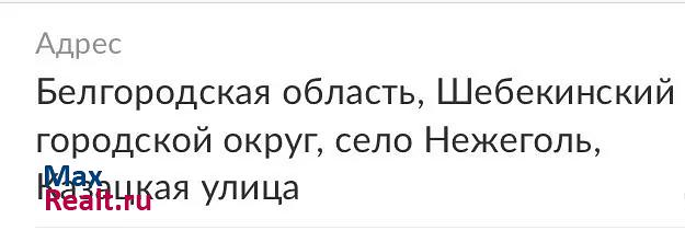 Шебекино Шебекинский городской округ, село Нежеголь, Казацкая улица дом купить