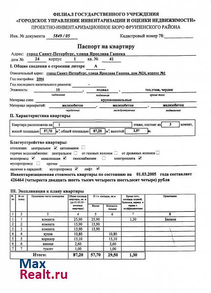 улица Ярослава Гашека, 24к1 Санкт-Петербург продам квартиру